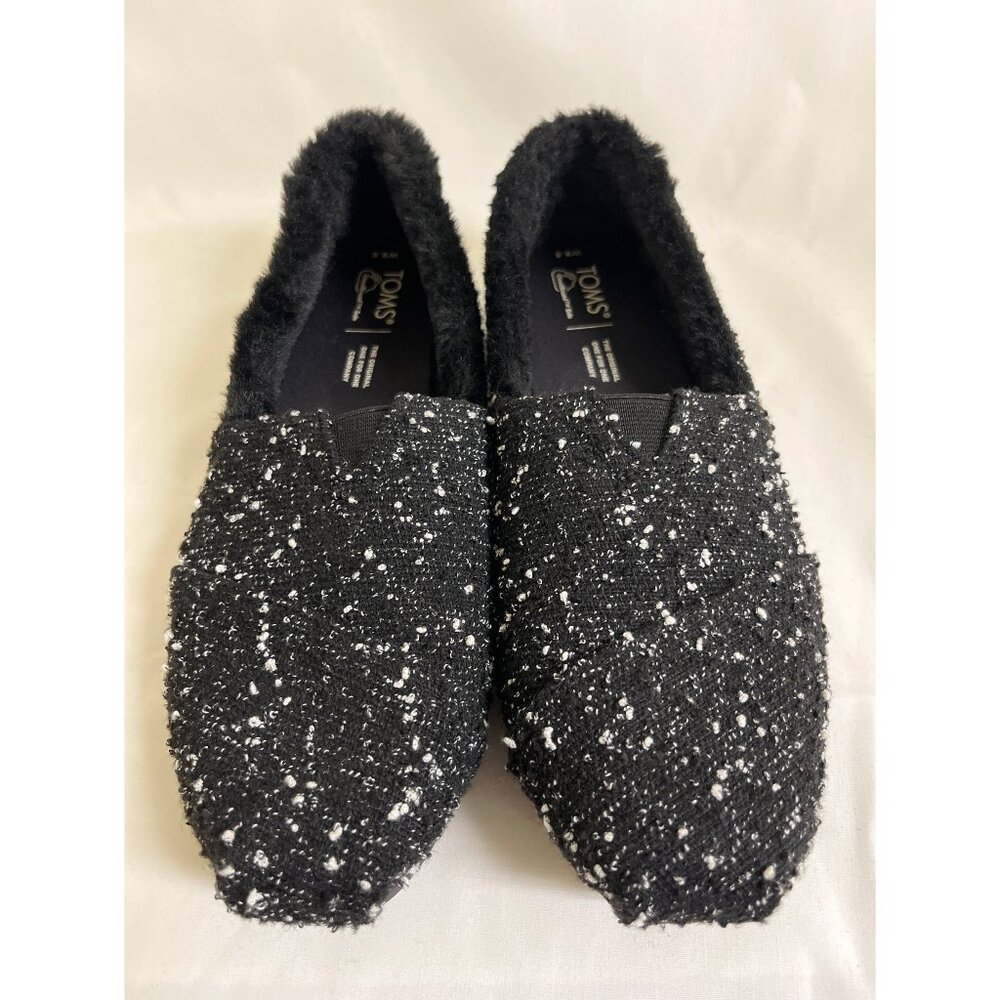 TOMS Black Speckled Fur Shoes Loafers 9.5 W Alpargata